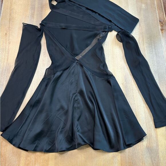 Maximilian Davis Nightfall Draped Asymmetric Dress Black Runway 22 Satin Size XS - Picture 6 of 16